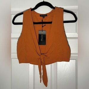Shinestar Orange Sleeveless Crop Tank Top